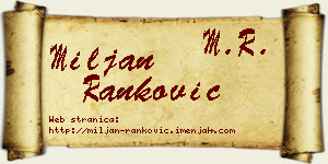 Miljan Ranković vizit kartica